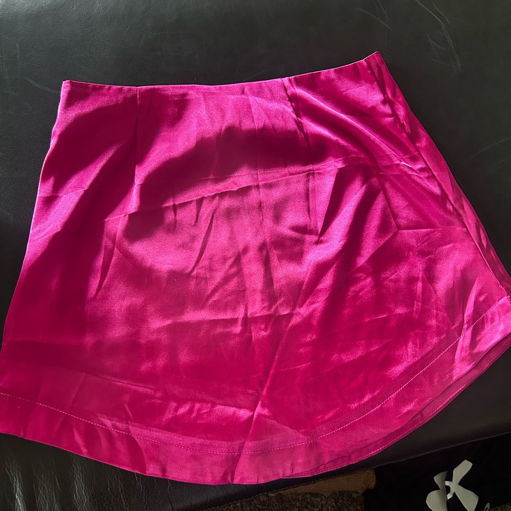 Pink Asymmetrical Mini Skirt for Night Out